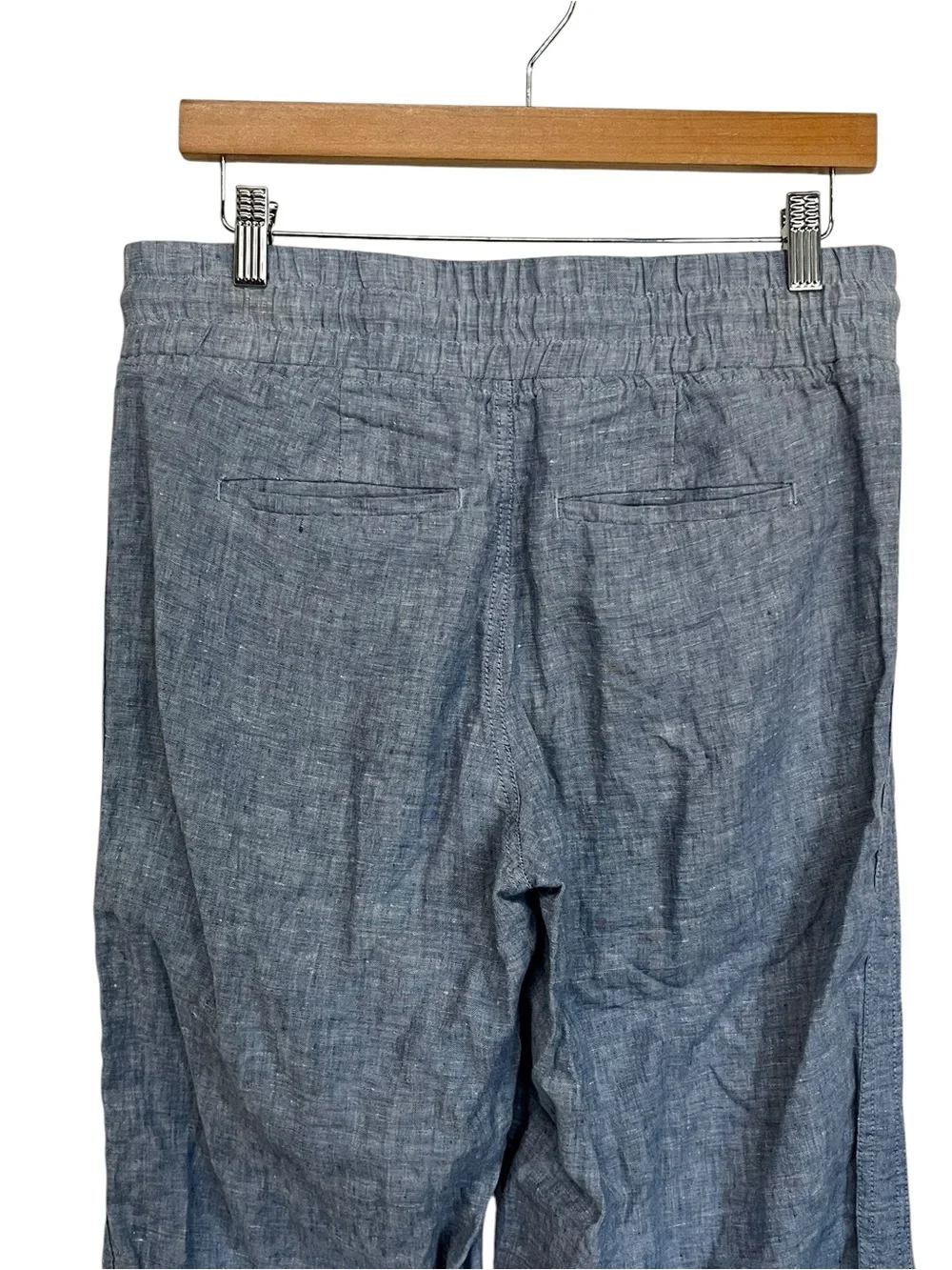 Athleta | Cabo Linen Wide Leg Pants Chambray Blue 4 - Picture 6 of 8